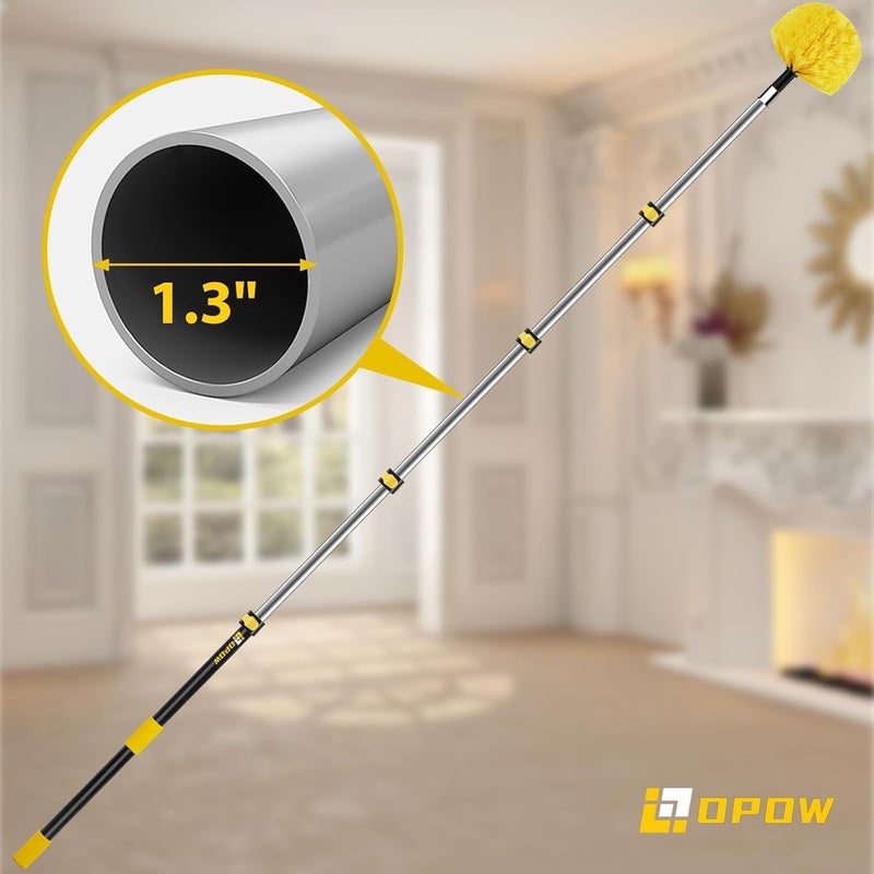 Opow 30 Foot High Ceiling Duster Kits with 7-24ft Heavy Duty Extension Pole, High Reach Duster for Cleaning,Microfiber Feather Duster,Cobweb Duster,Ceiling Fan Duster,Window Squeegee & Cleaner - Image 3