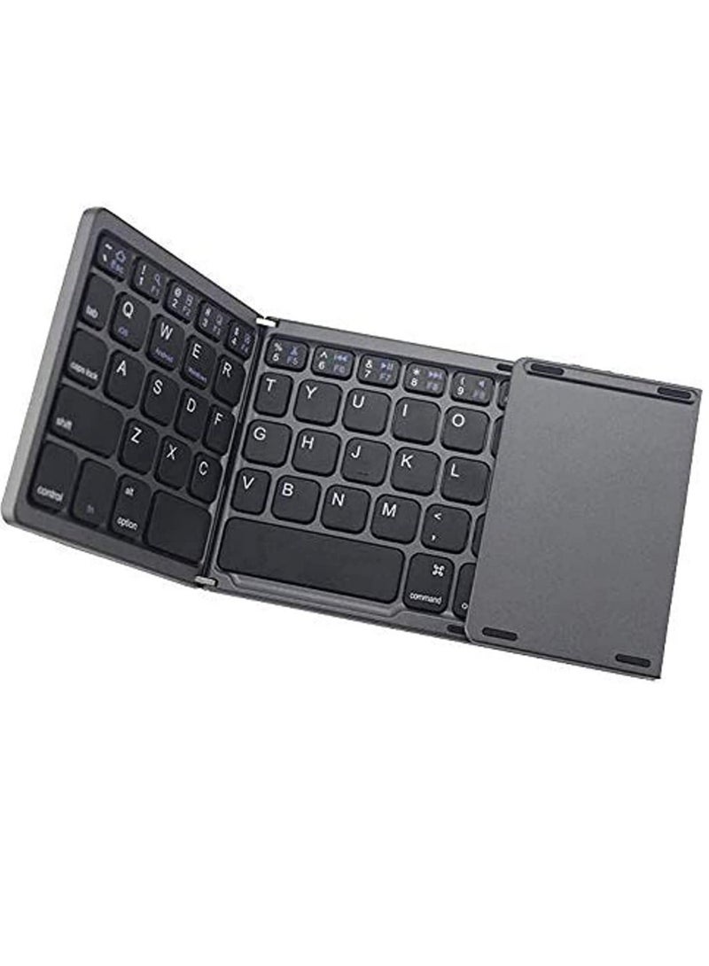MUNTAQI Ultra Thin Mini Bluetooth 3.0 Foldable Keyboard Wireless Folding BT With Touchpad Keyboard compatible with Tablet PC Laptop Mobilephone - Image 1