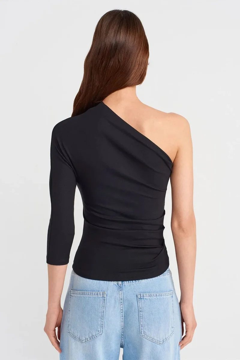 Dilvin Black DILVIN Off-shoulder Cut-out Slim-fit Blouse for Women | Best Price UAE