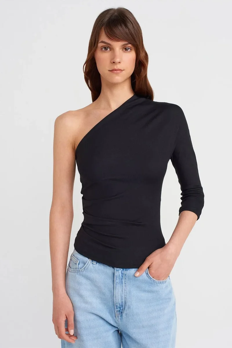 DILVIN Off-shoulder Cut-out Slim-fit Blouse