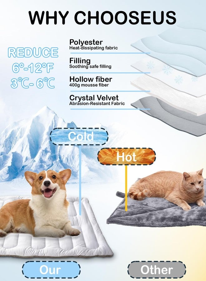 YOUWE7 حصيرة تبريد للكلاب من YOUWE7، حصيرة تبريد ذاتية قابلة للعكس للحيوانات الأليفة، سطح علوي من القماش البارد وظهر مخملي، سرير محمول للكلاب من قماش بارد كالثلج، وسادة تبريد صيفية سهلة الغسل للحيوانات الأليفة للاستخدام الداخلي والخارجي (كبير (48.0 بوصة × 27.9 بوصة)) - Image 5