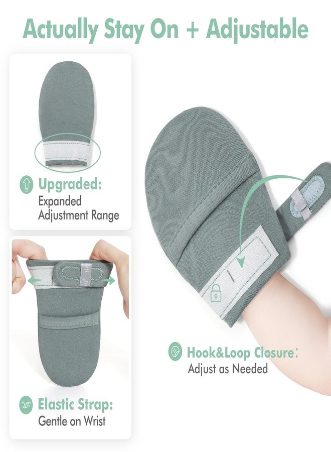 HAPIU Baby No Scratch Mittens,Newborn Baby Mittens,Full Emerald&Full Sage&Full Storm,0-3M - Image 3