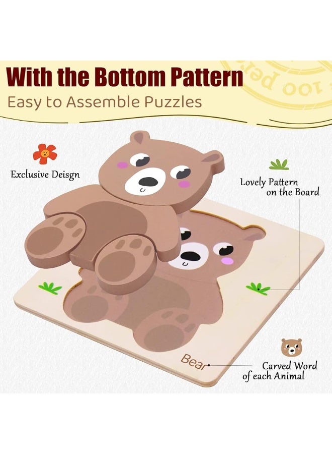 Airlab Wooden Puzzles for Toddlers 1 2 3 Year Old Animals Shape Puzzle Toys for Travel Airplane Gift for Kids Montessori Early Development Gifts for Baby Boys Girls with Drawstring Bag Pack of 4 - Image 5