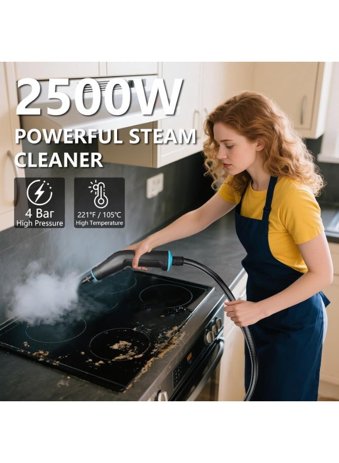 2500W Pressurized Steam Cleaner with 1.25L Water Tank and 12 Attachments, Portable Steamer for Home & Car - Image 3