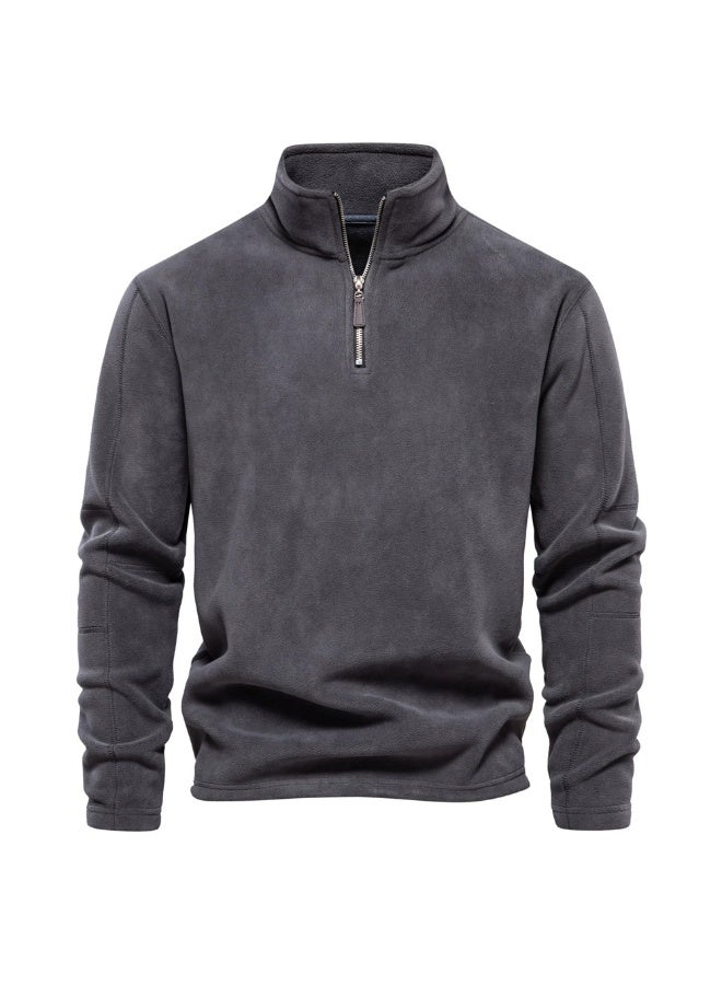 general Men's fall/winter stand-up collar half-zip long-sleeved hoodie with stand-up collar - versatile men's fleece jacket - Image 1