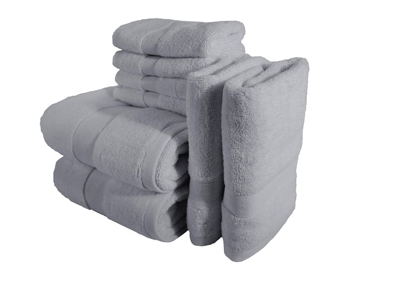 Bennett & Shea Home Bennett  Shea Home 8Piece Luxury Bath Towel Set 100 Turkish Cotton Loops Premium Towels for Bathroom Highly Absorbent and Quick Dry Bath Towels Extra Soft Towel Set Quiet Gray 