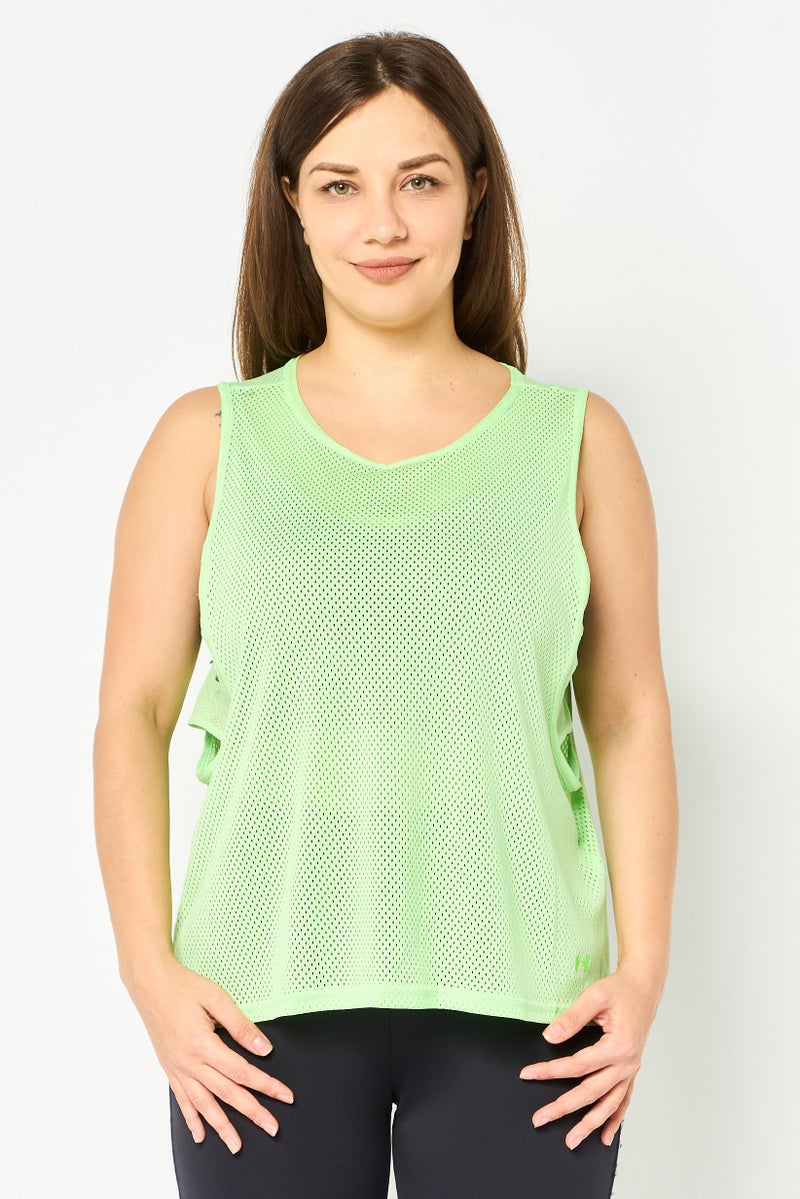 UNDER ARMOUR Women Loose Fit Sleeveless Training Tank Top, Lime - Image 1