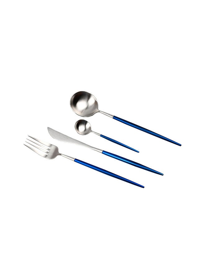 NIBEMINENT 4-Piece Dinner Flatware Cutlery Set Blue/Silver - Image 1
