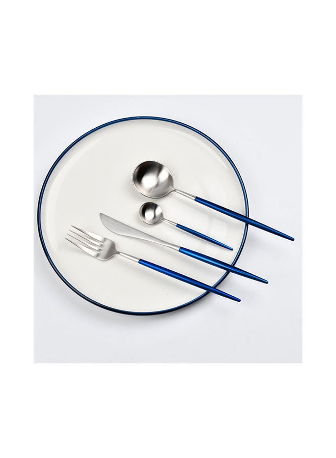 NIBEMINENT 4-Piece Dinner Flatware Cutlery Set Blue/Silver - Image 2
