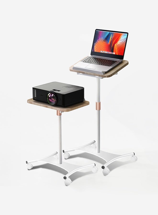 WALALLA Laptop Floor Stand with Wheels - 2 in 1 Dual-use Floor & Desk, Adjustable Height from 50 to 130cm, Perfect for Home, Office, Meeting Room, Study (White Ash Effect), 360° tilt - Image 1