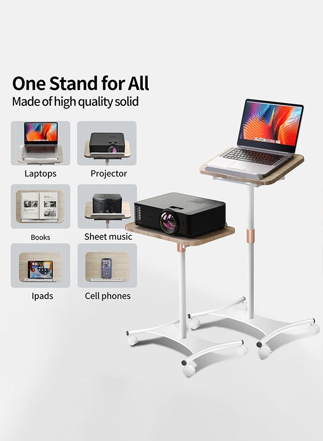 WALALLA Laptop Floor Stand with Wheels - 2 in 1 Dual-use Floor & Desk, Adjustable Height from 50 to 130cm, Perfect for Home, Office, Meeting Room, Study (White Ash Effect), 360° tilt - Image 3