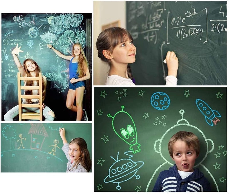 SCHUBERT SCHUBERT Waterproof Chalkboard Removable Vinyl Wall Sticker Decal with 5Pieces Chalk Green 200x45 cm - Image 4