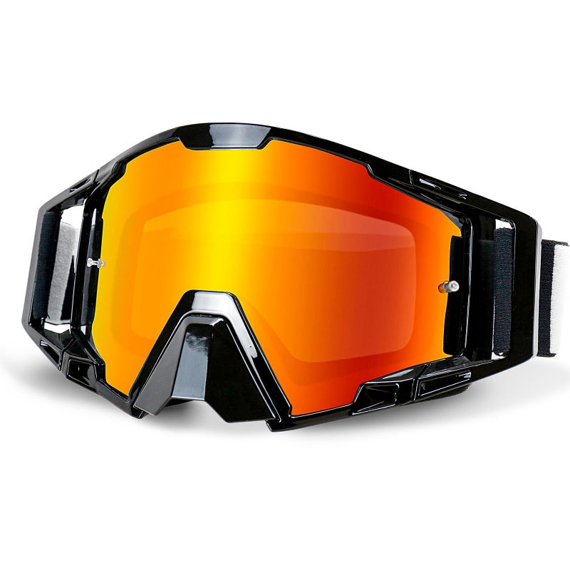 NENKI Motocross Goggles with Nose Guard, Anti-Fog OTG Dirt Bike Glasses for Adults, UV Protection Off-Road Eyewear, Helmet-Compatible for Men & Women, Black Frame & Red Lens - Image 1