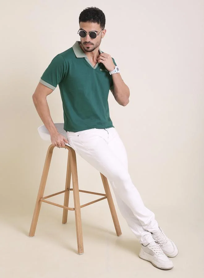 Difference of Opinion Men Relaxed Fit Embroidery Open Collar Polo