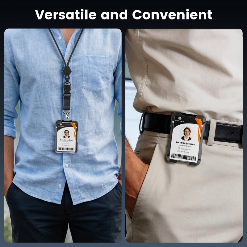 Oaridey ID Badge Holder with Lanyard, Safety Breakaway Lanyard with ID Holder, ID Card Holder with 5 Cards Capacity, Carbon Fiber Bagde Wllet, Quick Release, Perfect for Work and Daily Use - Image 5