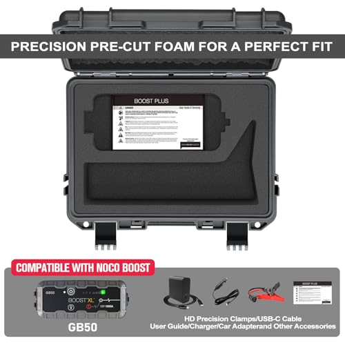 LOTOCASE Case for NOCO Boost GB50 – Waterproof Hard Shell Carrying Case with Custom Pre-Cut Foam, Shockproof Protective Travel Box Compatible with Boost GB50 UltraSafe Jump Starter - Image 2