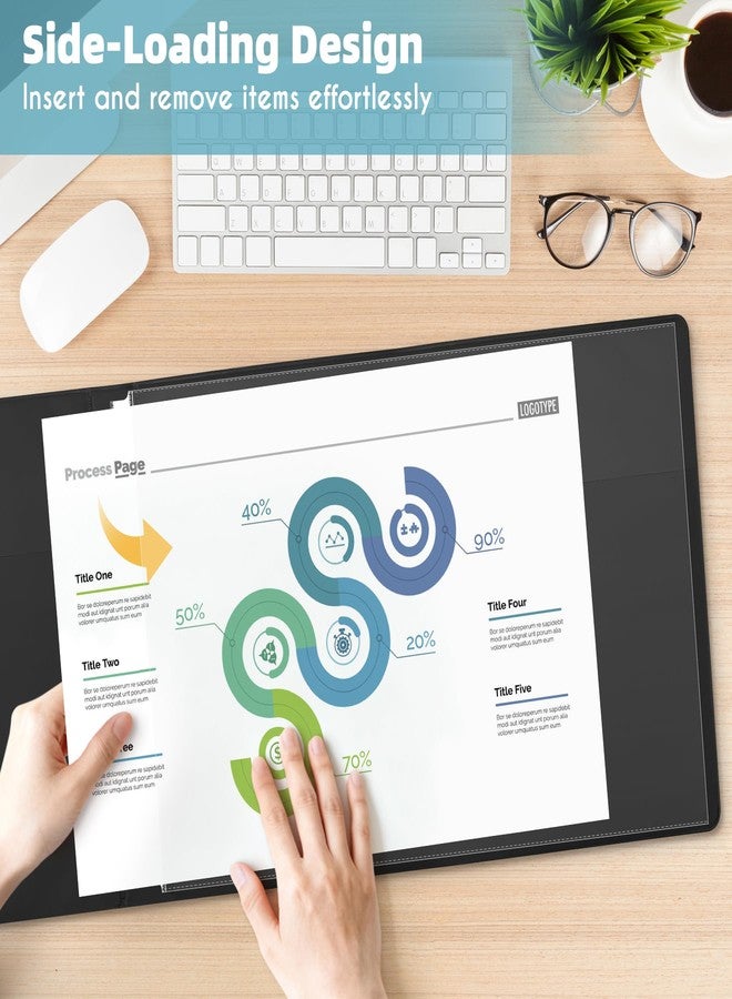 أنتنر واقيات أوراق Antner مقاس 11×17 بوصة (عبوة من 50 قطعة) - أكمام بلاستيكية شفافة متينة لحفظ المستندات، بحجم دفتر الأستاذ، مثقوبة بثلاثة ثقوب لتناسب المجلدات ذات الثلاث حلقات، واقيات صفحات كبيرة الحجم تُحمّل من الجانب للمستندات والصحف - Image 5