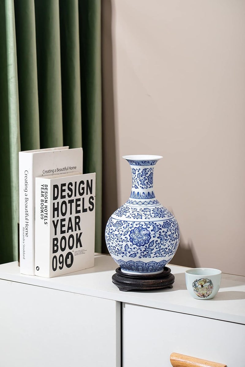 GaLouRo Blue and White Vase, Blue Vase, Chinoiserie Vase, Blue and White Ginger Jar Vase for Home Decor, Blue and White Porcelain Decor,9½"H - Image 2