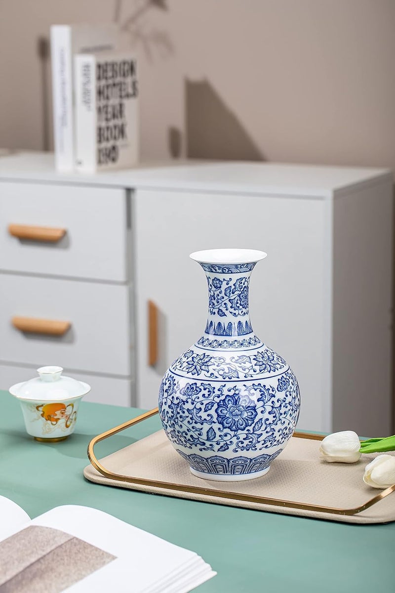 GaLouRo Blue and White Vase, Blue Vase, Chinoiserie Vase, Blue and White Ginger Jar Vase for Home Decor, Blue and White Porcelain Decor,9½"H - Image 5