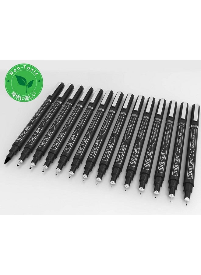 TOOLI-ART Microline 14 Pens With Case Fineliner Multiliner Archival Ink Waterproof Journaling Illustration Architecture Technical Drawing Outlining Scrapbooking Manga Writing Rock Painting Black - Image 5
