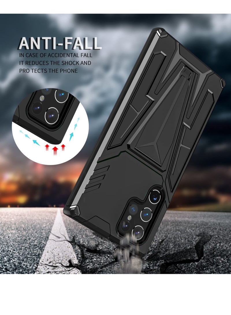 Heavy Duty Military Grade Phone Case for Galaxy S22 Ultra 5G with Built-In Stand and Magnetic Feature - Compatible Samsung Galaxy S22 Ultra (Black) - Image 5