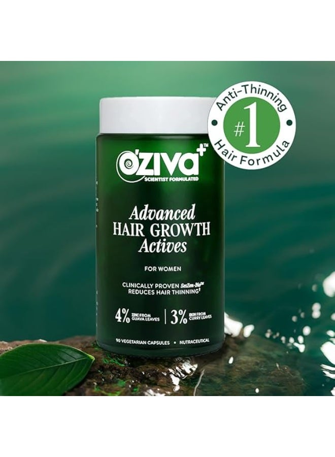 OZiva+ Advanced Hair Growth Actives | Reduces Thinning Hair & Improves Scalp Coverage | Scientist Formulated with Pure Plant Actives | No side effects | 90 Caps - Image 2