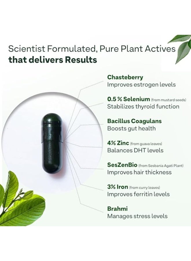 OZiva+ Advanced Hair Growth Actives | Reduces Thinning Hair & Improves Scalp Coverage | Scientist Formulated with Pure Plant Actives | No side effects | 90 Caps - Image 5