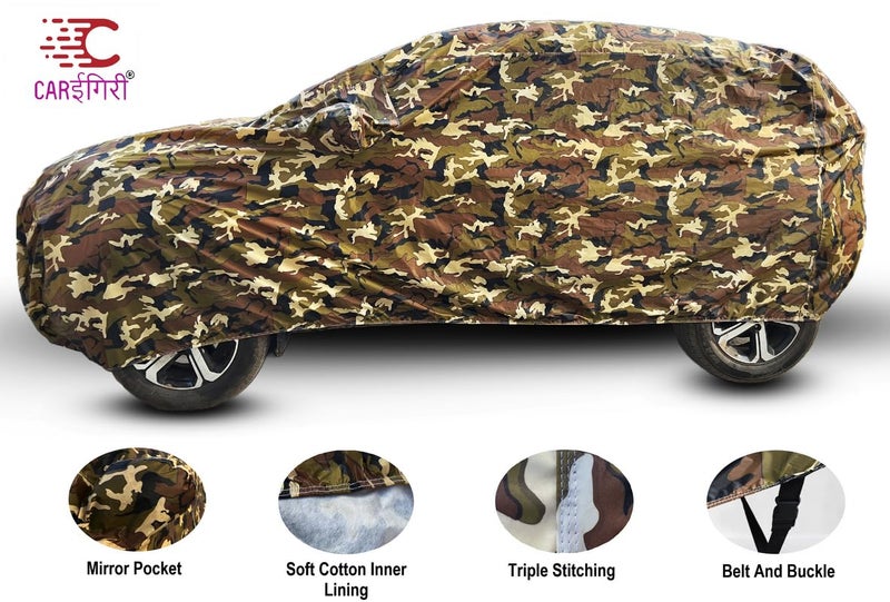 Carigiri Waterproof Camouflage Military Jungle Print Car Body Cover for Mahindra Bolero Neo(100% Waterproof,Triple Stitched,Mirror Pocket,UV Resistant,Dustproof)(Models-2021,2022,2023) - Image 3