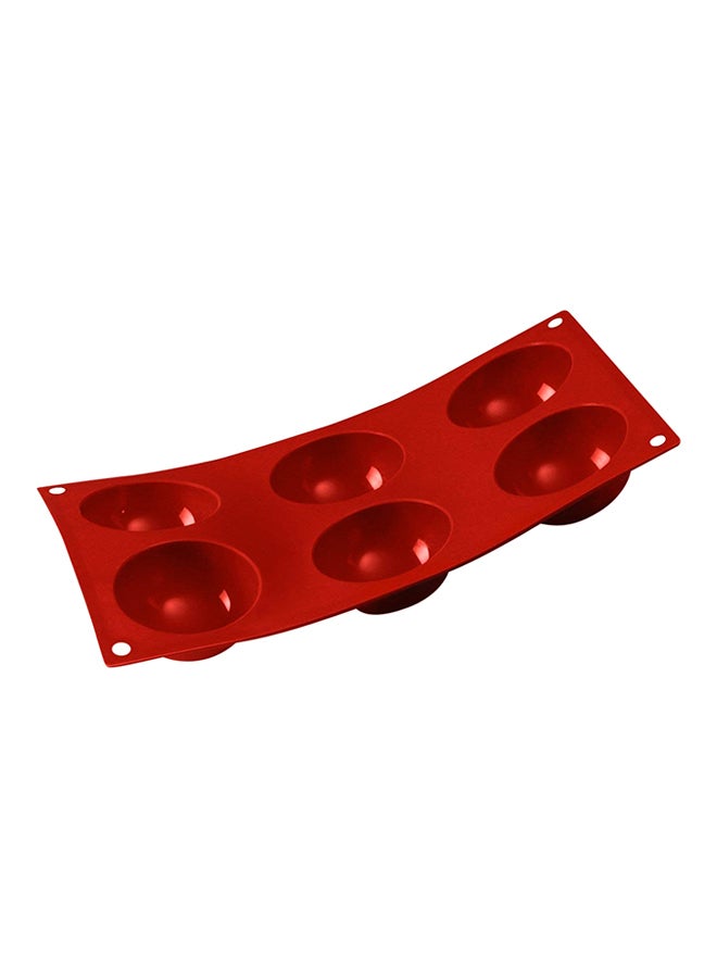 Silikomart 6-Cavity Classic Semi Sphere Mould Red 480ml - Image 1