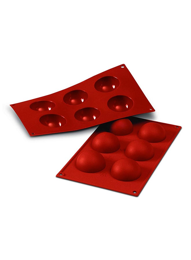 Silikomart 6-Cavity Classic Semi Sphere Mould Red 480ml - Image 2