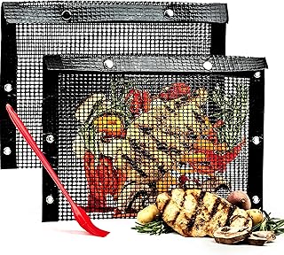 OLEEX YOUR KITCHEN HELPER OLEEX YOUR KITCHEN HELPER Oleex Non-Stick Large BBQ Grilling Bags + Basting Brush - Reusable PTFE Mesh Indoor Outdoor  - Image 1