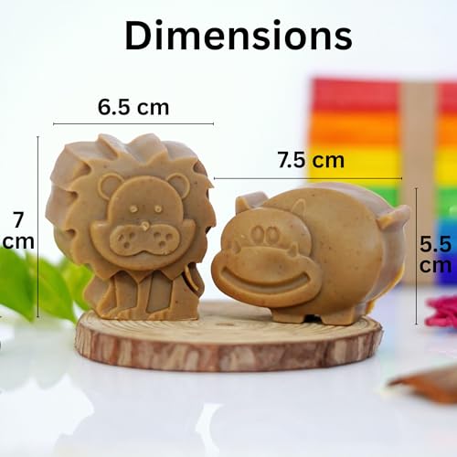 Sans Valley® Kids nalangu maavu bath soap | 100% Natural Handmade bathing bar | Cold Processed soap | Lion and Hippo shape (Pack of 2, 95 grams each) - Image 2