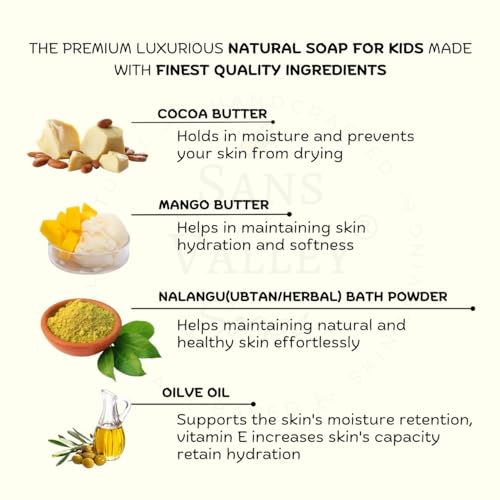 Sans Valley® Kids nalangu maavu bath soap | 100% Natural Handmade bathing bar | Cold Processed soap | Lion and Hippo shape (Pack of 2, 95 grams each) - Image 5