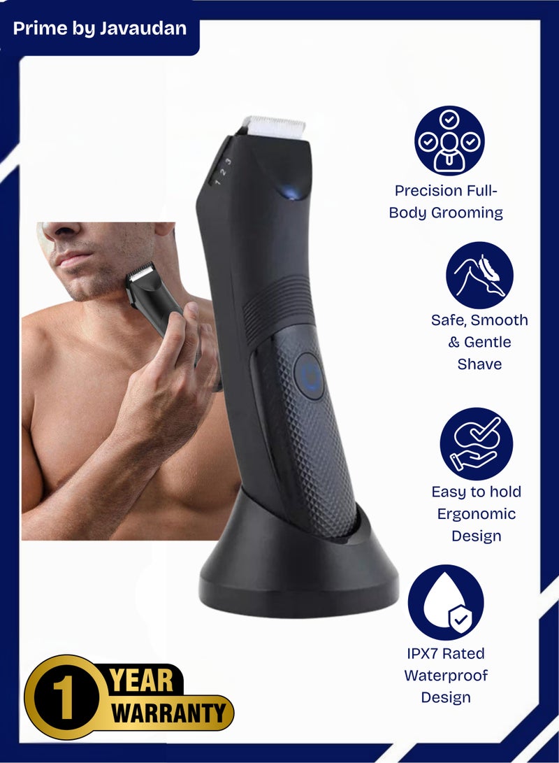 Prime Electric Body Hair Trimmer for Men & Women – Waterproof Cordless Grooming Tool with Adjustable Comb, Ceramic Cutting Head & Quiet Motor – Ideal for Groin, Chest & Underarms - Image 1