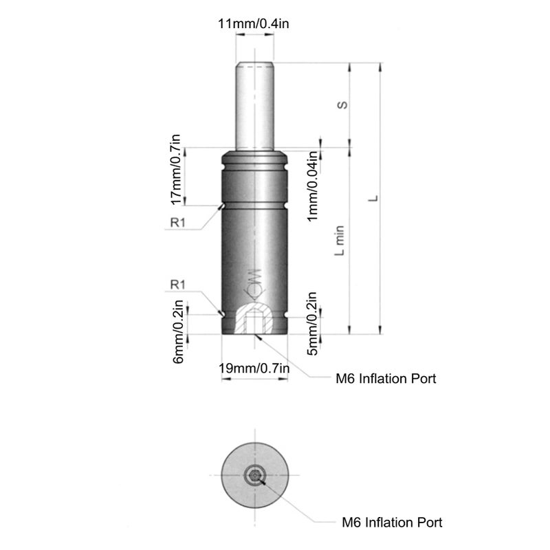 X170 080 Mini Alloy Nitrogen Gas Spring Cylinder 2800N Force with Inflation Port - Image 3