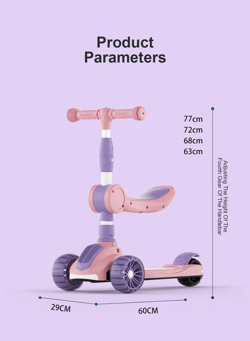 ما بيبي 3 في 1 ركلة سكوتر للأطفال، قابلة للطي والضبط، سكوتر 3 عجلة مع توجيه الجاذبية وعجلات ليد وامض، لمدة 1-6 سنوات من الفتيان والفتيات في الهواء الطلق - Image 4