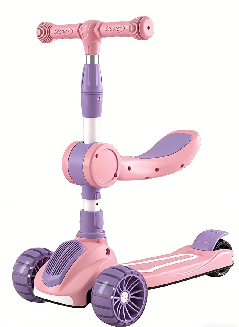ما بيبي 3 في 1 ركلة سكوتر للأطفال، قابلة للطي والضبط، سكوتر 3 عجلة مع توجيه الجاذبية وعجلات ليد وامض، لمدة 1-6 سنوات من الفتيان والفتيات في الهواء الطلق - Image 1
