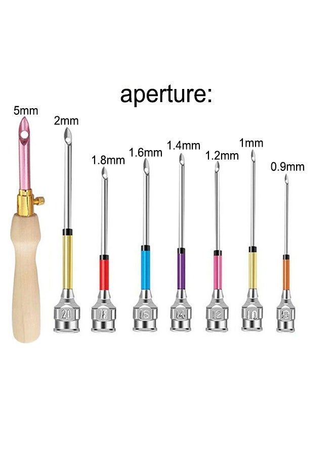 10 Piece Punch Needle Embroidery Kits Adjustable Punch Needle Tool Wooden Handle Embroidery Pen Big Eye Needles with Needle Threader for Beginners DIY Craft Stitching - Image 2