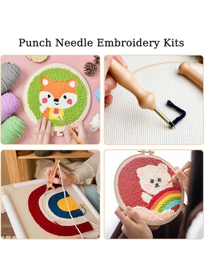 10 Piece Punch Needle Embroidery Kits Adjustable Punch Needle Tool Wooden Handle Embroidery Pen Big Eye Needles with Needle Threader for Beginners DIY Craft Stitching - Image 3