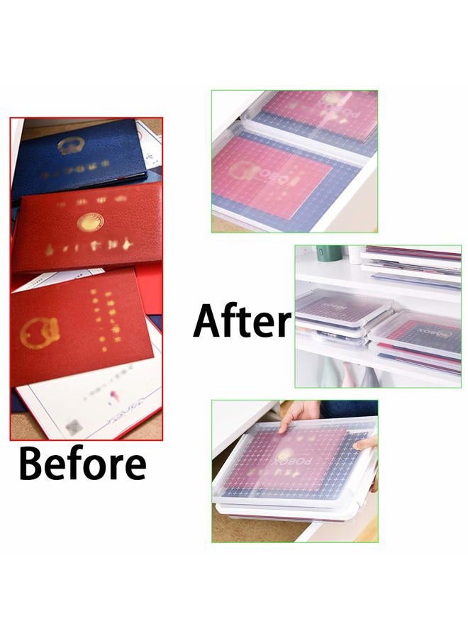 BTSKY 3 Pack A4 Plus Clear Plastic Stackable Storage Box Desk Paper with Buckle, Office Supplies Accessories File Protector Case Organizer, Portable Project Case Document Holders with 3 Lids - Image 5