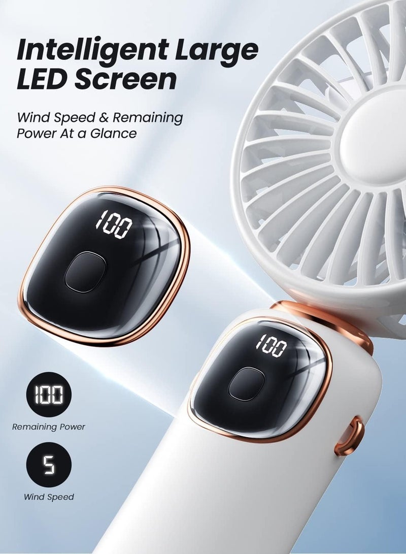 general Portable Handheld Fan, 4000mAh Battery Operated Fan with LED Display, Handheld/Neck/Desk 3 in 1 Personal Small Fan, 90° Foldable Desk Fan 5 Speed Lash Fan Makeup Fan for Women - Image 3