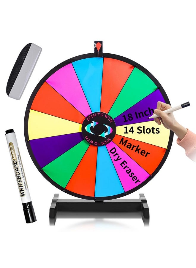 iElyiEsy - 18 Inch Spinning Wheel For Prize 14 Slots Tabletop Prize Wheel Spinner With Stand Dry Erase Marker And Eraser For Trade Show Carnival Party Pub Fortune Game - Image 1