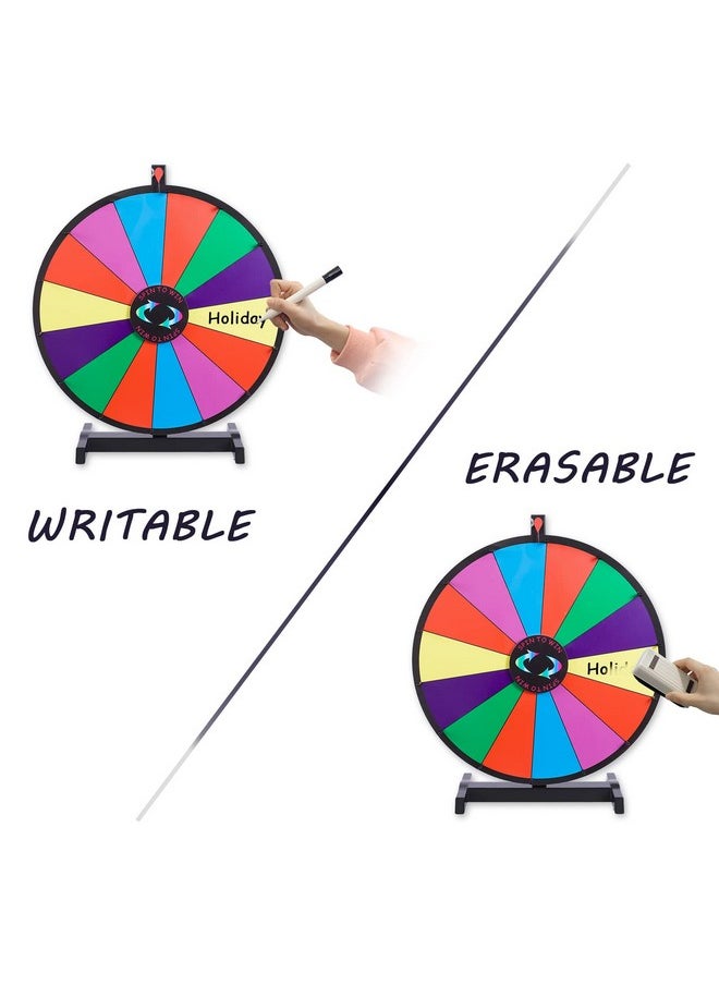 iElyiEsy - 18 Inch Spinning Wheel For Prize 14 Slots Tabletop Prize Wheel Spinner With Stand Dry Erase Marker And Eraser For Trade Show Carnival Party Pub Fortune Game - Image 1