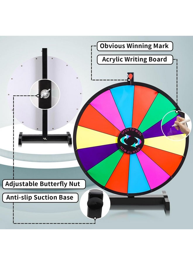 iElyiEsy - 18 Inch Spinning Wheel For Prize 14 Slots Tabletop Prize Wheel Spinner With Stand Dry Erase Marker And Eraser For Trade Show Carnival Party Pub Fortune Game - Image 1