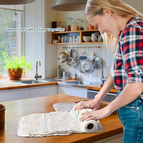Gecocious Reusable Paper Towels Washable, Pack of 12 Paperless Kitchen Towels Roll - Surprise Prints, Super Soft Eco Friendly Cotton Cloth - Image 5