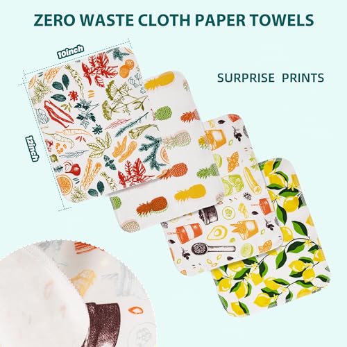Gecocious Reusable Paper Towels Washable, Pack of 12 Paperless Kitchen Towels Roll - Surprise Prints, Super Soft Eco Friendly Cotton Cloth - Image 2