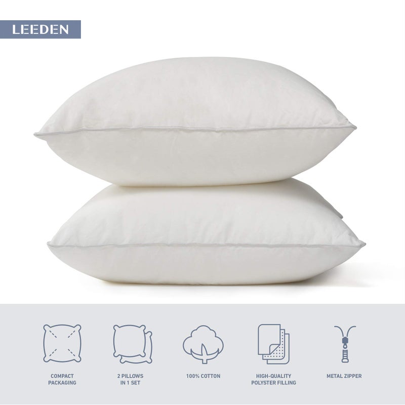 ليدين LEEDEN 18 × 18 وسادة إدراج (مجموعة من 2) - إدراج وسادة رمي مع غطاء القطن 100 ٪ - 18 بوصة وسادة الأريكة الداخلية مربعة - وسادة زخرفية زوج إدراج زوج - وسادة أريكة بيضاء - Image 4