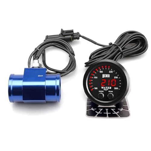 ZHSYMX Universal 52mm Water Temperature Gauge with Alarm and 1/8 Npt Sensor Car Digital Meter Red Display Green Ambient Light Temp 100-300F(-17~187C) - Image 1