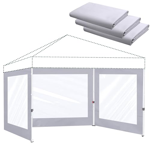 SCOMANAGE Clear Canopy Sidewalls for 10x10 Pop Up Tent3 Pack Sunwalls OnlyGray - Image 1