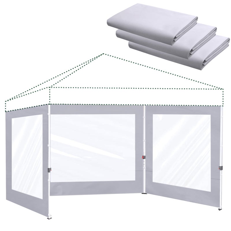 SCOMANAGE Clear Canopy Sidewalls for 10x10 Pop Up Tent3 Pack Sunwalls OnlyGray - Image 2